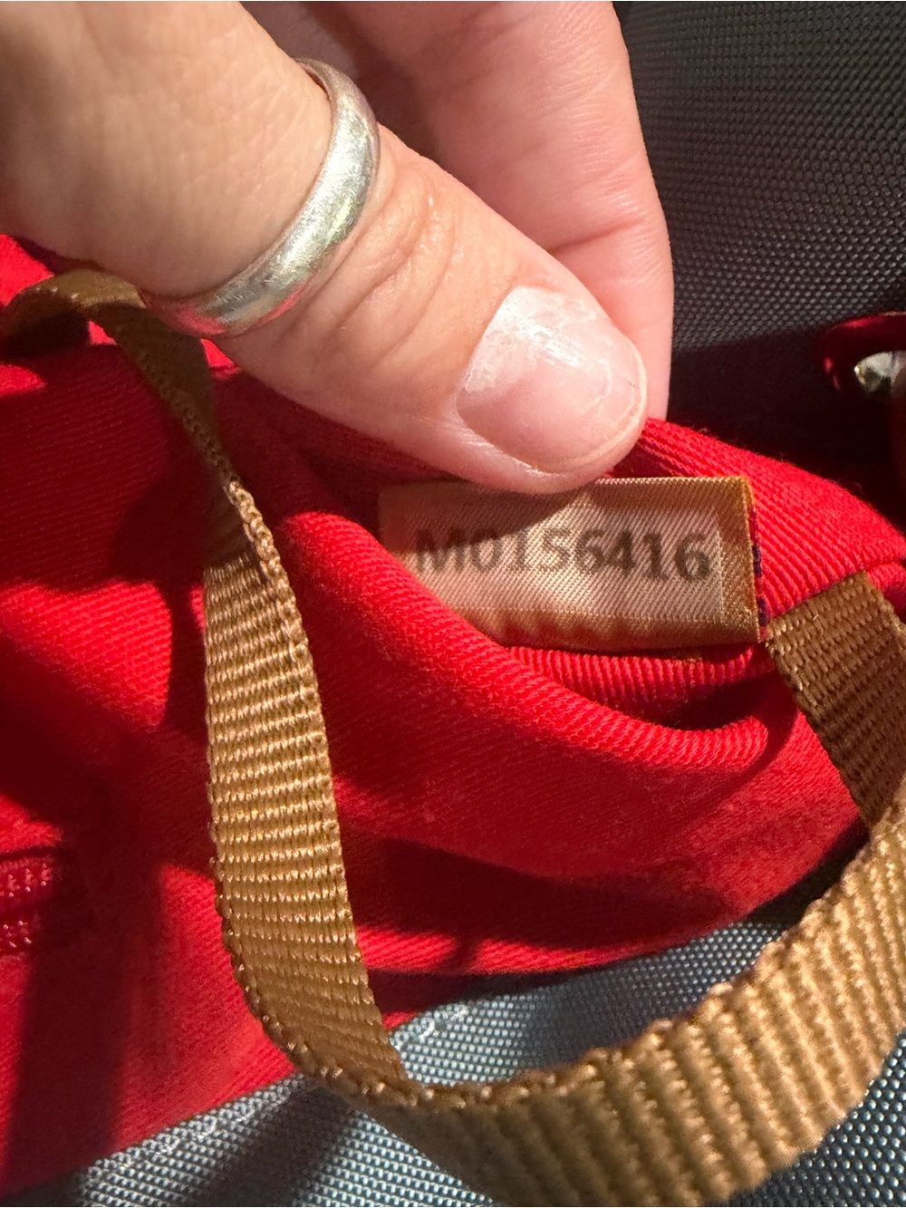 Dooney & Bourke Blue Nylon Tote Bag Braided Leather Straps Red Lining Large - Picture 12 of 13